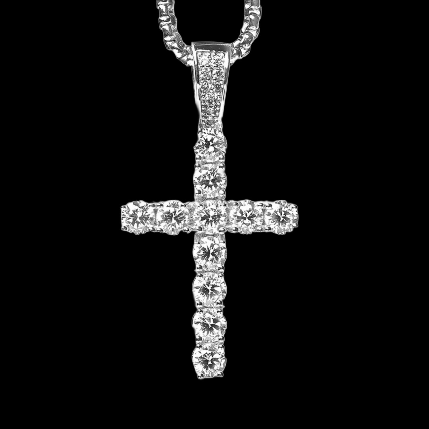SILVER CROSS DIAMOND NECKLACE