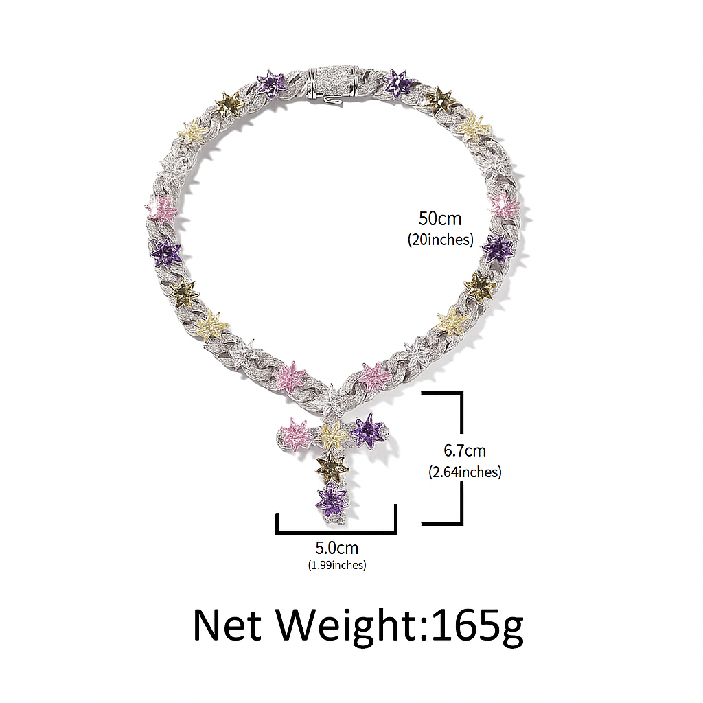 "BLOSSOM" FLOWER CROSS NECKLACE