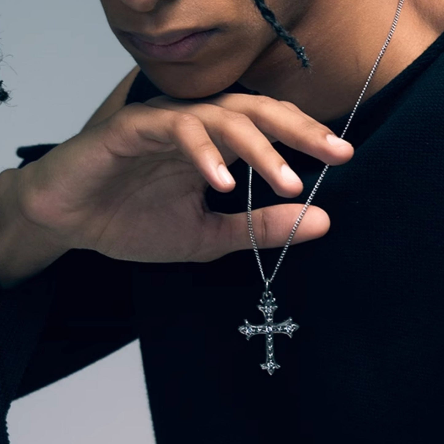 "RISING SIRIUS" MULTICOLOR DIAMOND STAR CROSS NECKLACE