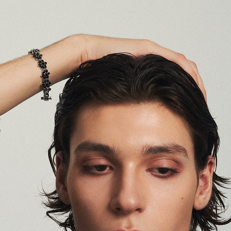 "OBSIDIAN BLOSSOM" BLACK DIAMOND FLOWER BRACELET