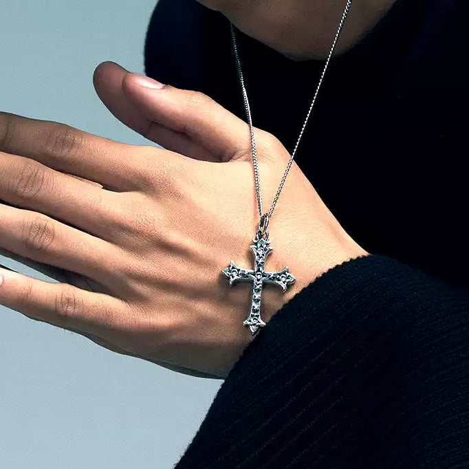 "RISING SIRIUS" MULTICOLOR DIAMOND STAR CROSS NECKLACE