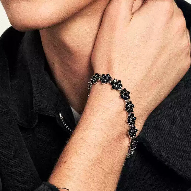 "OBSIDIAN BLOSSOM" BLACK DIAMOND FLOWER BRACELET