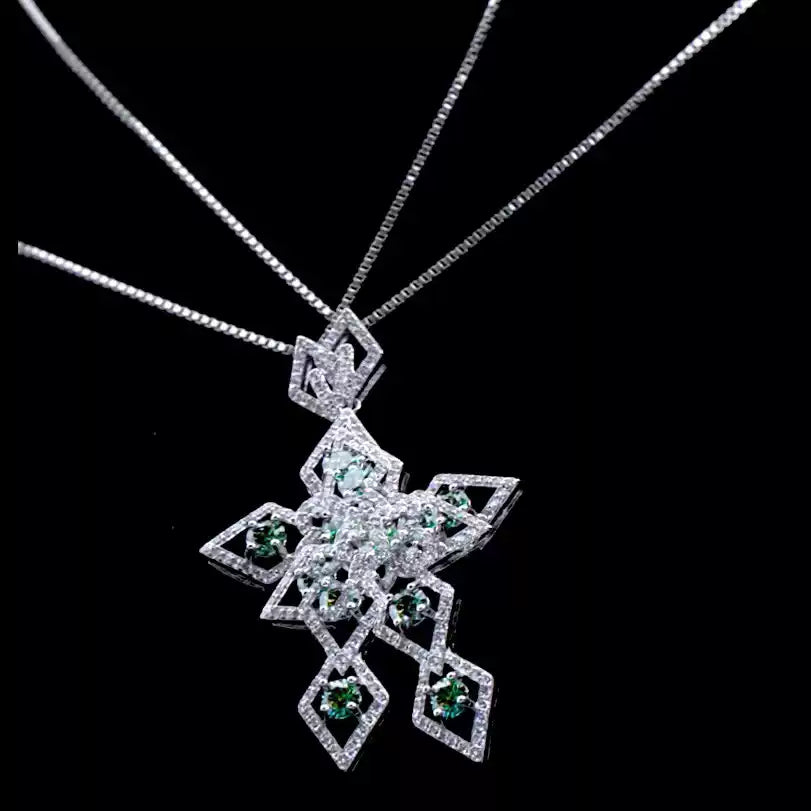 "EMERALD THORN" MOISSANITE SPIKED CROSS NECKLACE