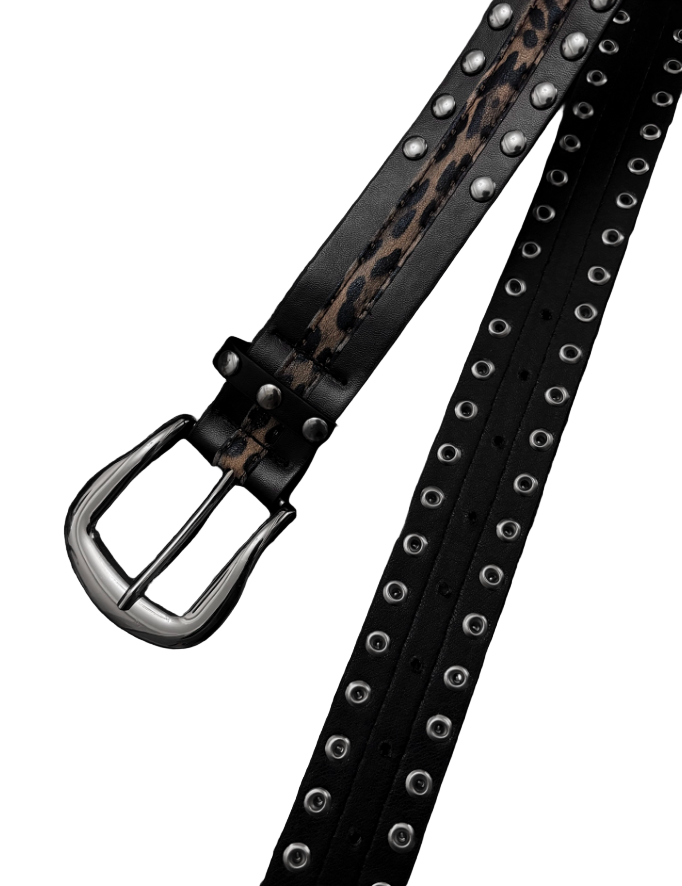 LEOPARD STUDDED BELT