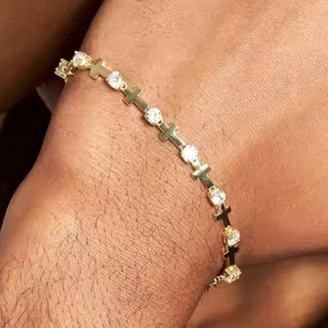 18K CROSS DIAMOND BRACELET