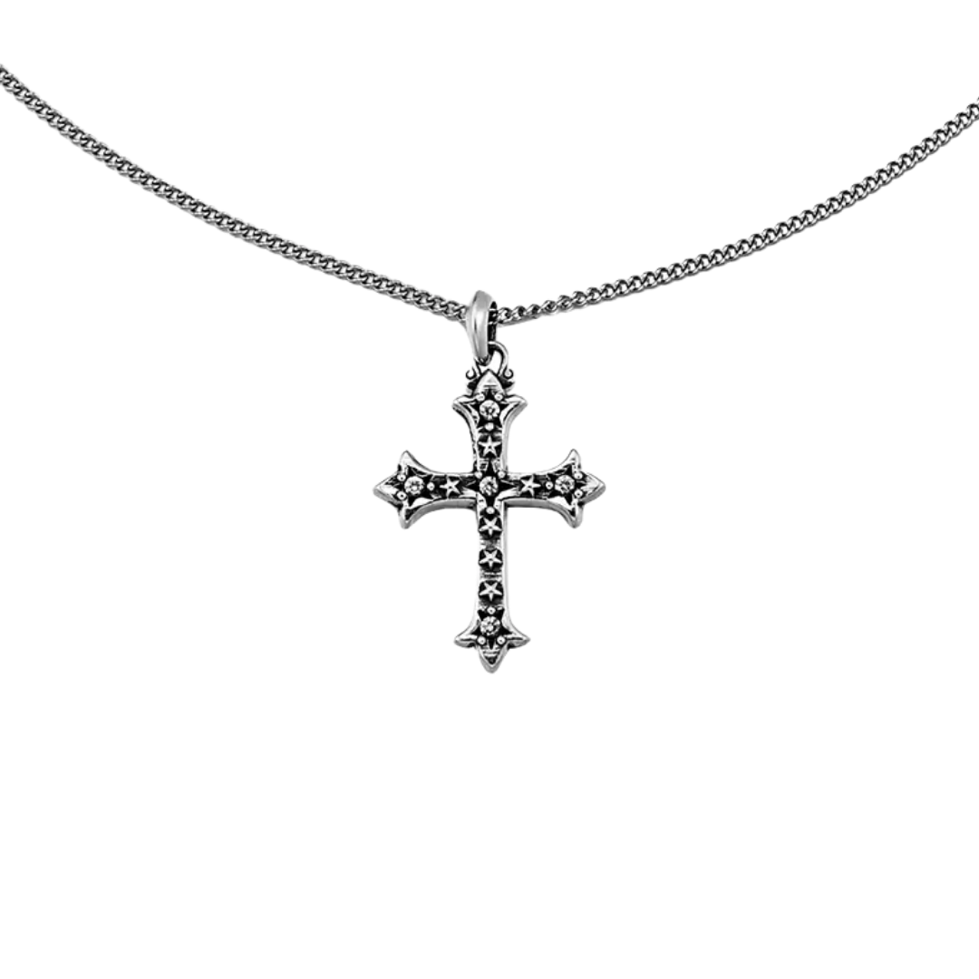 "RISING SIRIUS" MULTICOLOR DIAMOND STAR CROSS NECKLACE