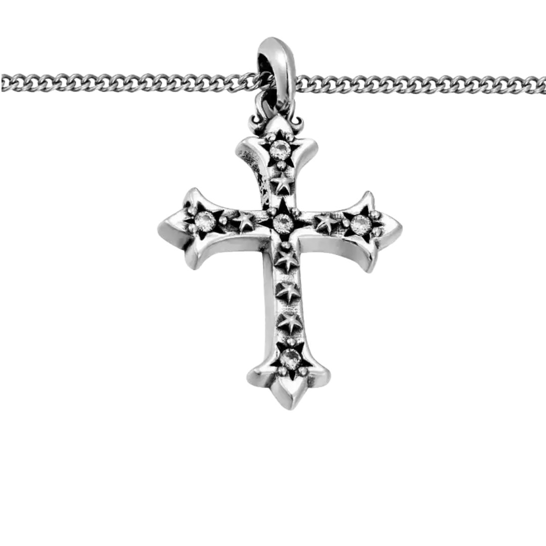 "RISING SIRIUS" MULTICOLOR DIAMOND STAR CROSS NECKLACE