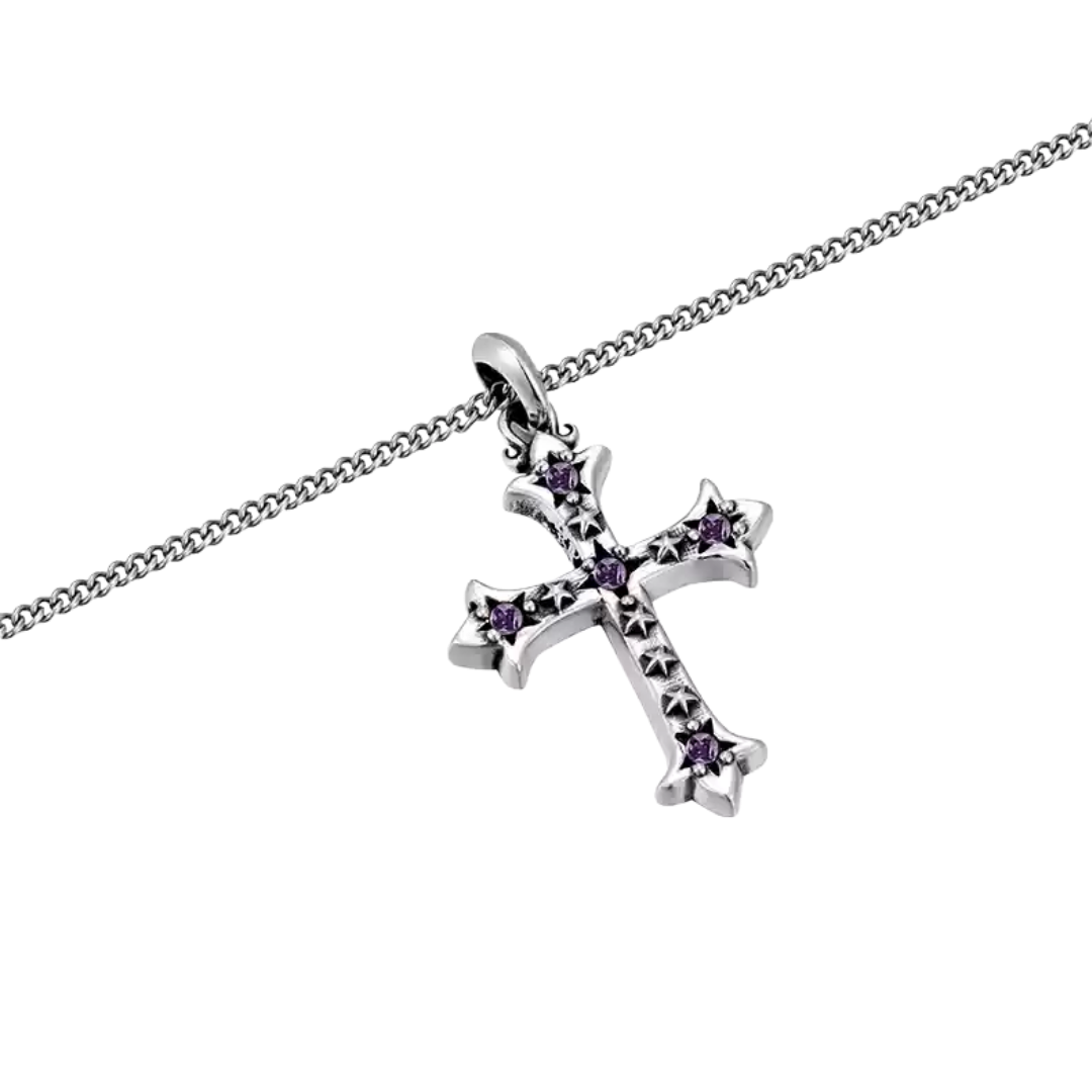 "RISING SIRIUS" MULTICOLOR DIAMOND STAR CROSS NECKLACE