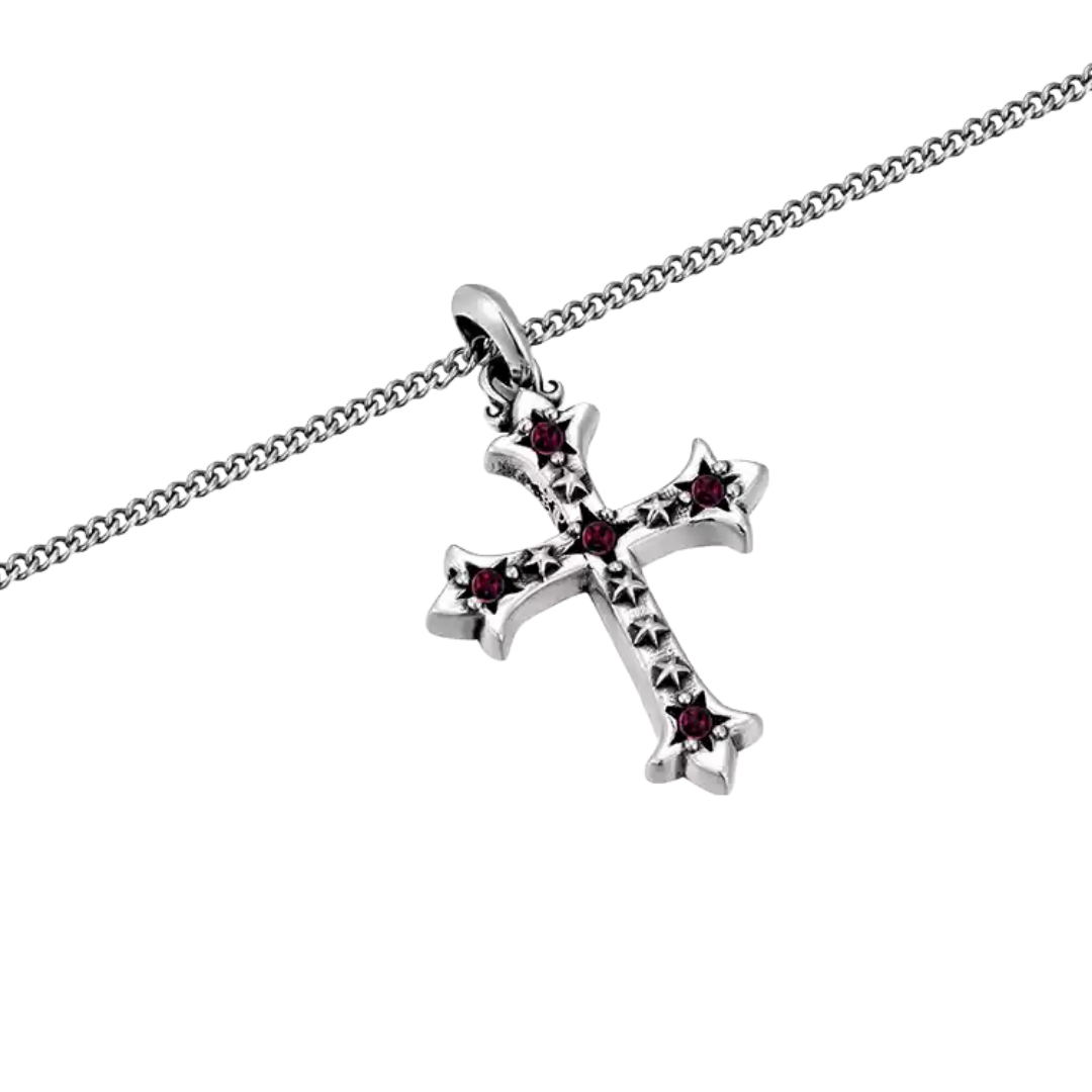 "RISING SIRIUS" MULTICOLOR DIAMOND STAR CROSS NECKLACE