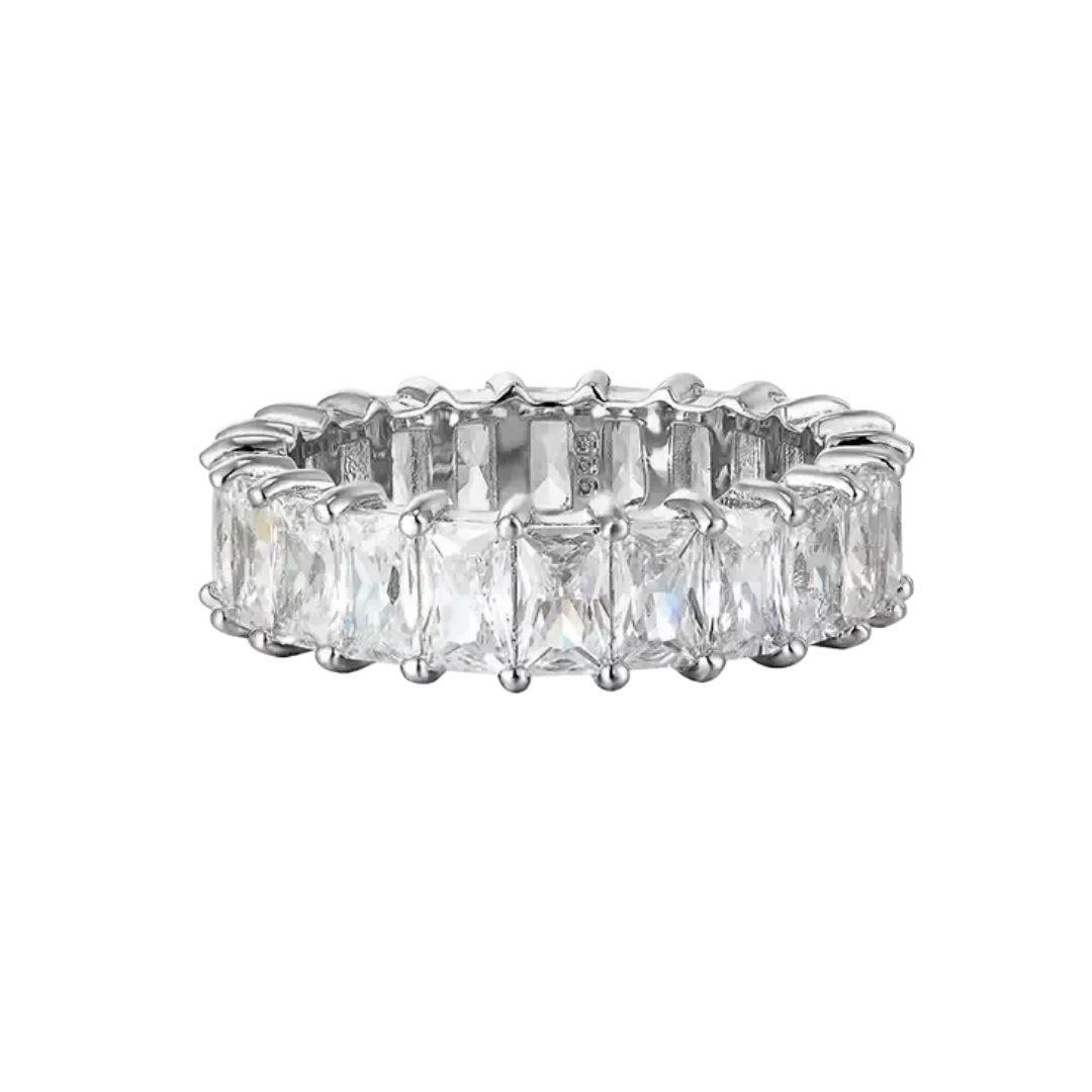 "LUMEN" SILVER PAVE BAGUETTE DIAMOND RING