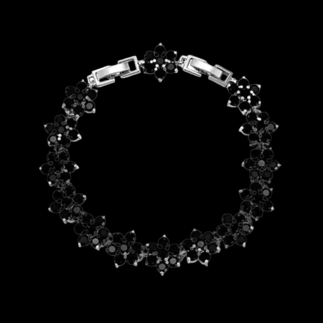 "OBSIDIAN BLOSSOM" BLACK DIAMOND FLOWER BRACELET