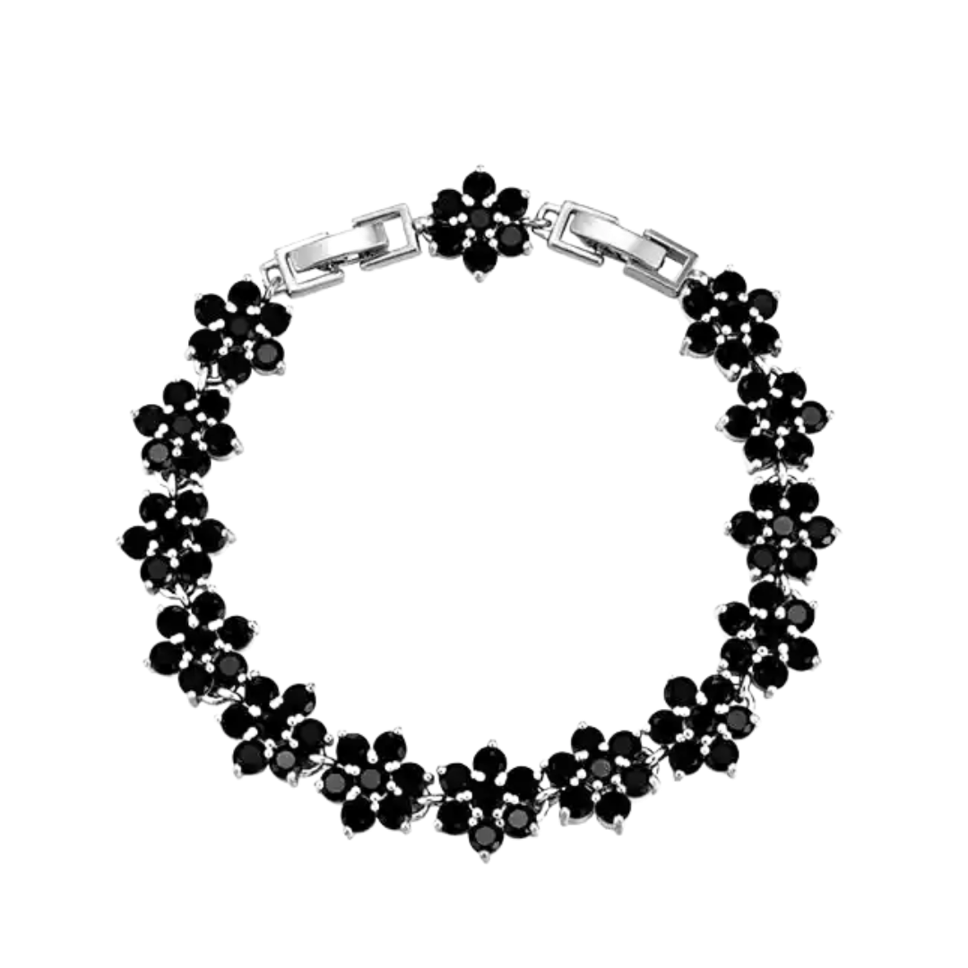 "OBSIDIAN BLOSSOM" BLACK DIAMOND FLOWER BRACELET