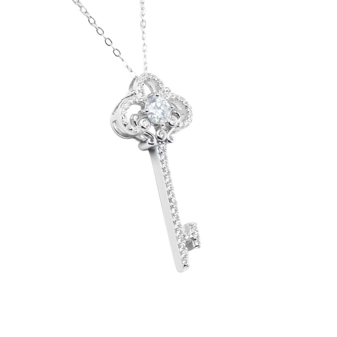 "ETERNAL LOCK" MOISSANITE DIAMOND KEY NECKLACE