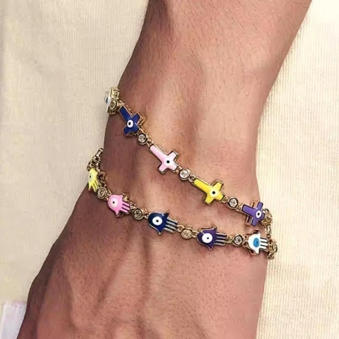 EVIL EYE HAMSA GOLD BRACELET