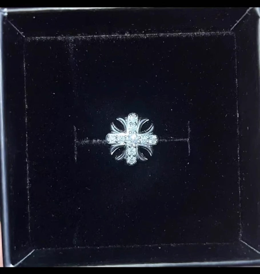 MOISSANITE "IRIS" CROSS EARRINGS