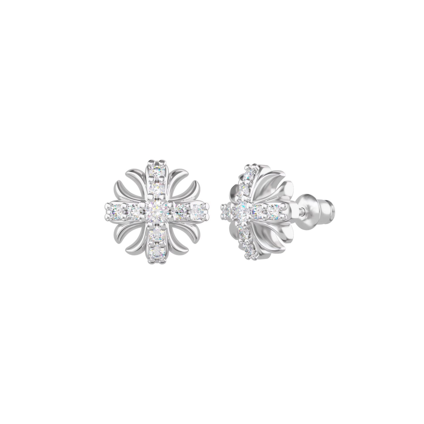 MOISSANITE "IRIS" CROSS EARRINGS