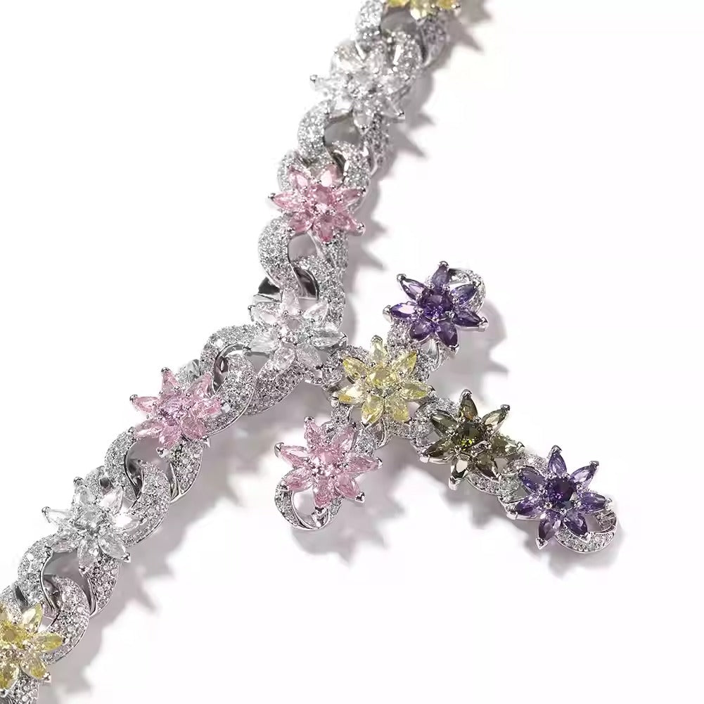 "BLOSSOM" FLOWER CROSS NECKLACE