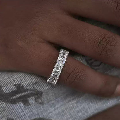 "LUMEN" SILVER PAVE BAGUETTE DIAMOND RING