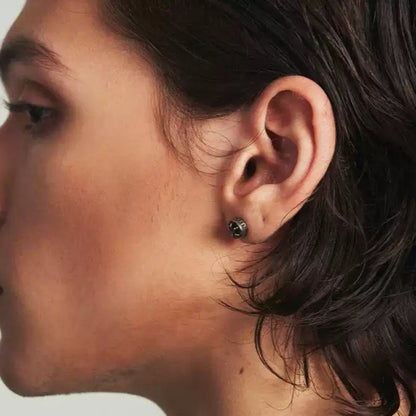 BLACK DIAMOND ENGRAVED EARRINGS