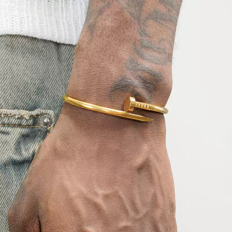 SILVER AND GOLD NAIL BRACELET