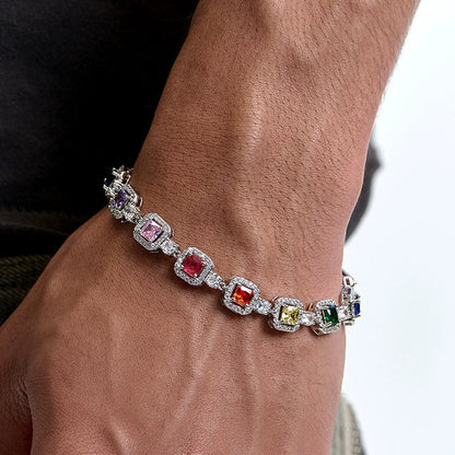 RAINBOW PRINCESS CUT DIAMOND BRACELET