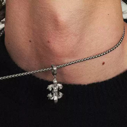 "DARK ROYALTY" BLACK DIAMOND FLEUR-DE-LIS NECKLACE