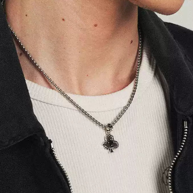"NOIR CLUB" SILVER BLACK DIAMOND NECKLACE