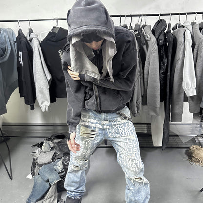 DISTRESSED "POEM" FLARE DENIM