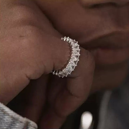 "LUMEN" SILVER PAVE BAGUETTE DIAMOND RING
