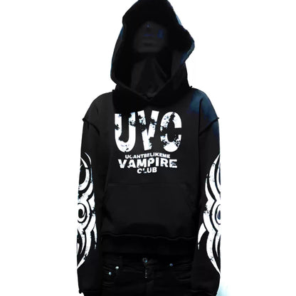 "UVC" VAMPIRE CLUB DISTRESSED HOODIE