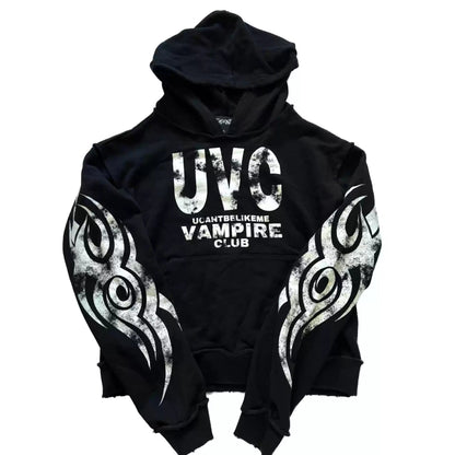 "UVC" VAMPIRE CLUB DISTRESSED HOODIE