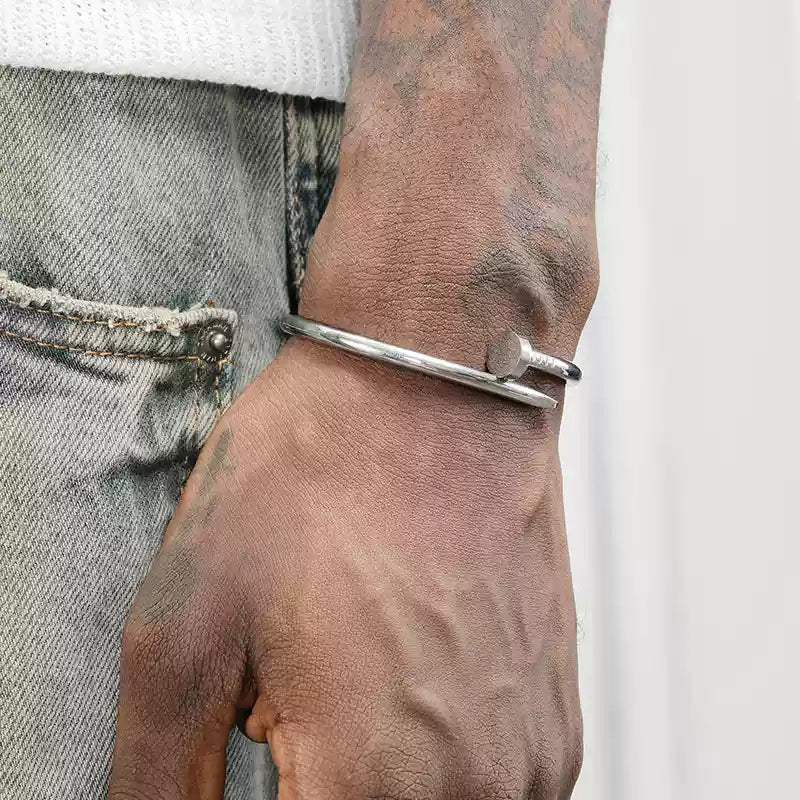 SILVER AND GOLD NAIL BRACELET