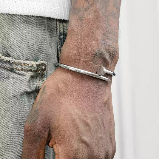 SILVER AND GOLD NAIL BRACELET