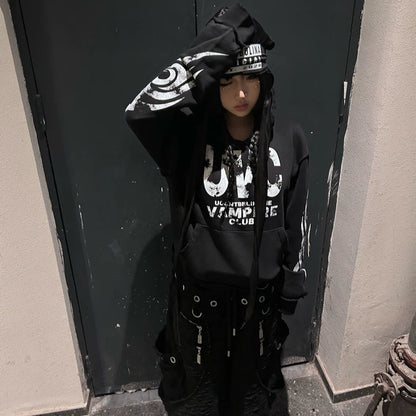 "UVC" VAMPIRE CLUB DISTRESSED HOODIE
