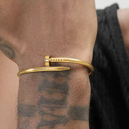 SILVER AND GOLD NAIL BRACELET