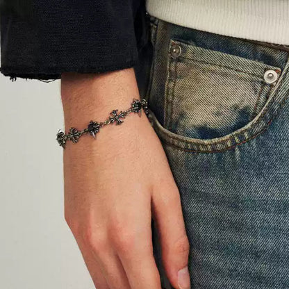 "VEIL" SPIKED BLACK DIAMOND CROSS BRACELET