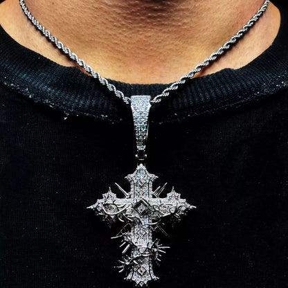 "SAINTS CREED" WHITE GOLD CROSS NECKLACE