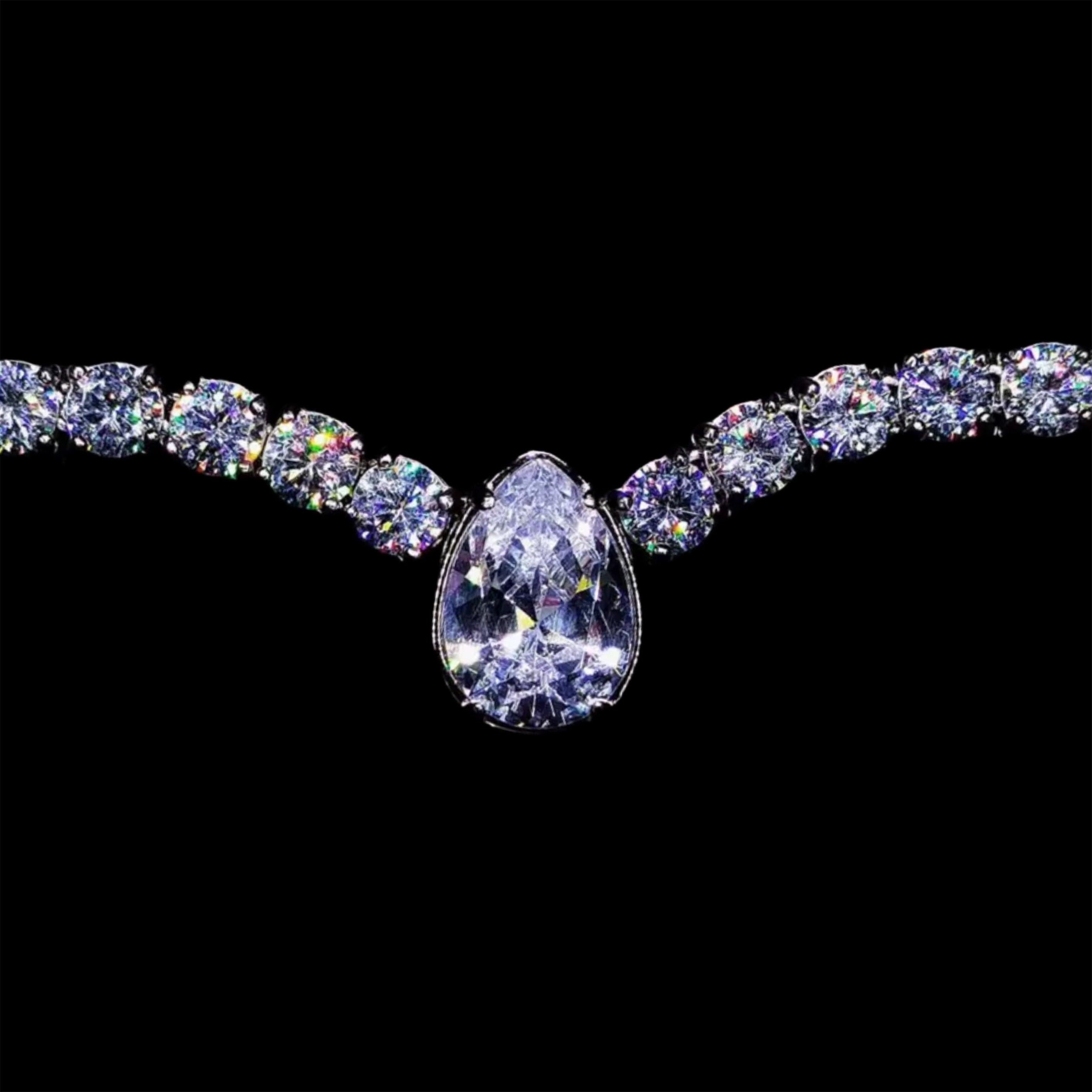 WHITE GOLD TENNIS CHAIN GEMSTONE NECKLACE