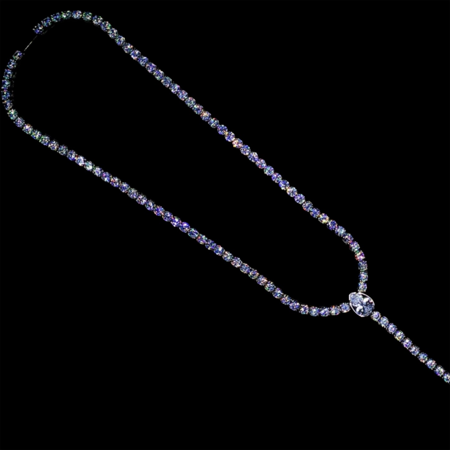 WHITE GOLD ST PETER'S CROSS TENNIS CHAIN ROSARY