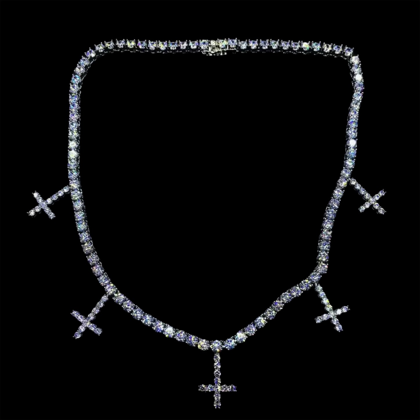 WHITE GOLD ST PETERS CROSS TENNIS CHAIN NECKLACE
