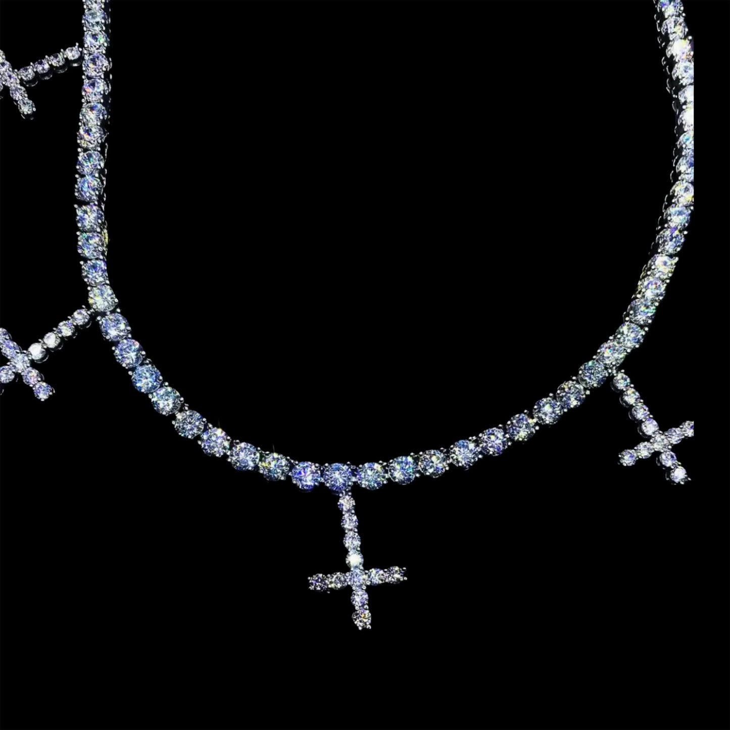 WHITE GOLD ST PETERS CROSS TENNIS CHAIN NECKLACE