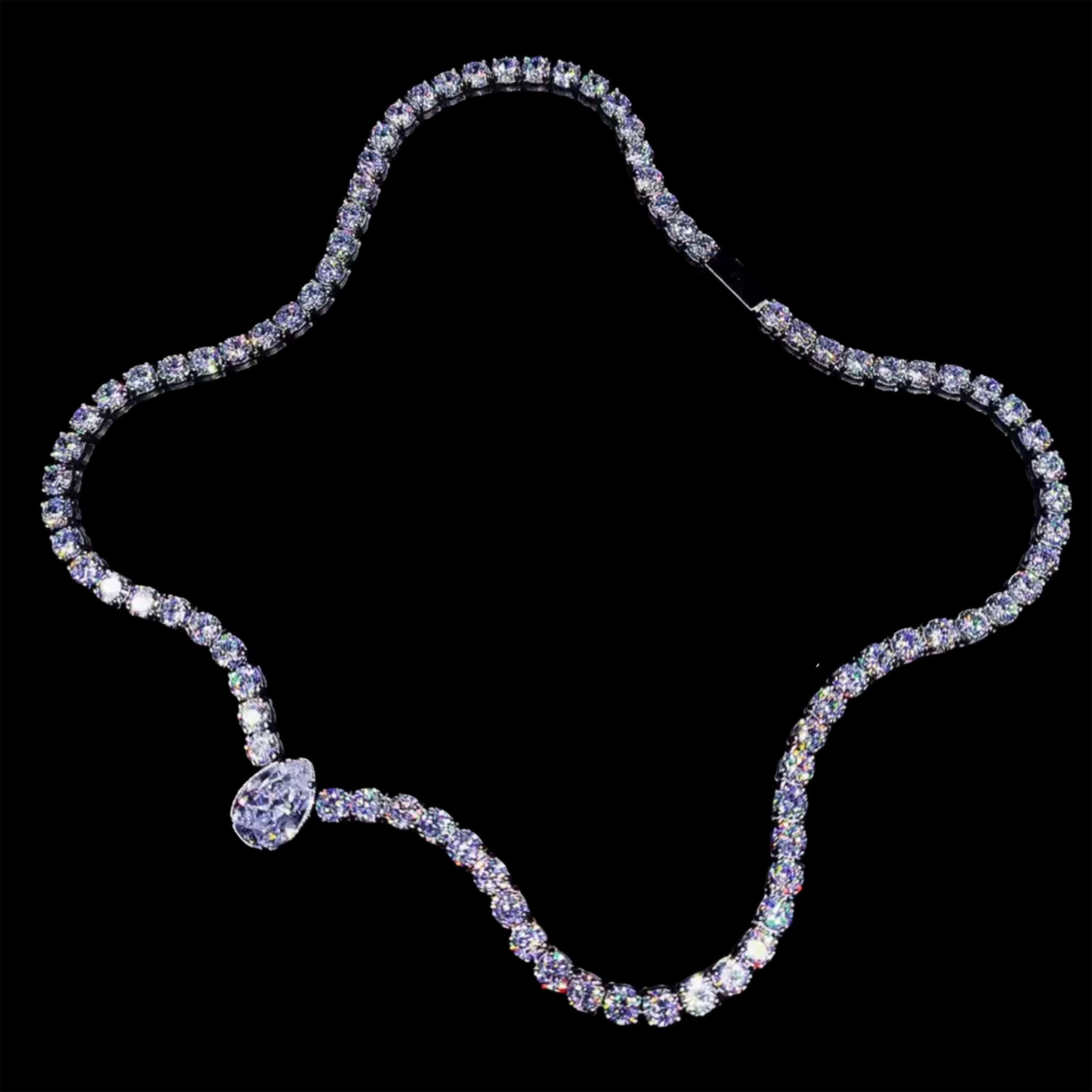 WHITE GOLD TENNIS CHAIN GEMSTONE NECKLACE