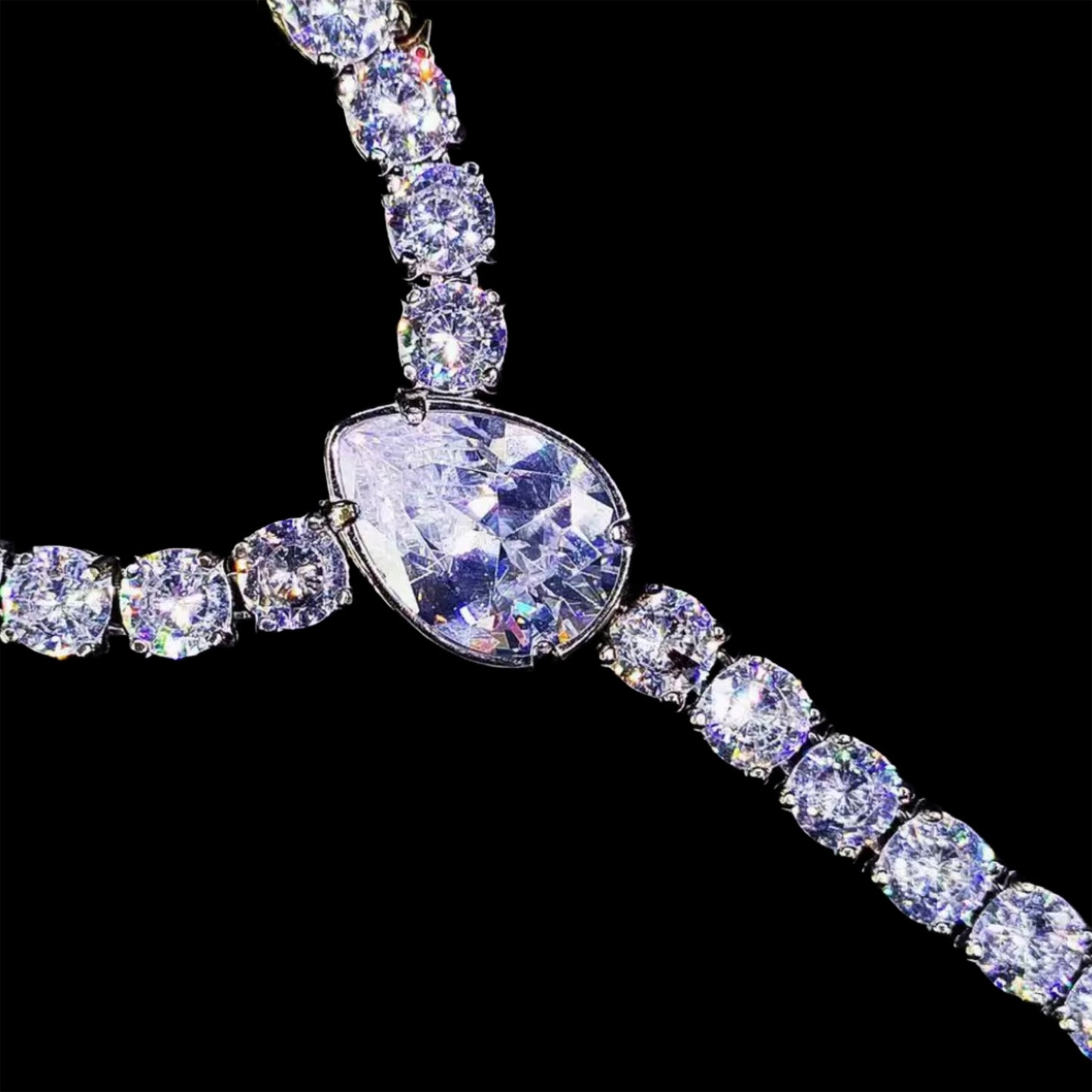 WHITE GOLD ST PETER'S CROSS TENNIS CHAIN ROSARY