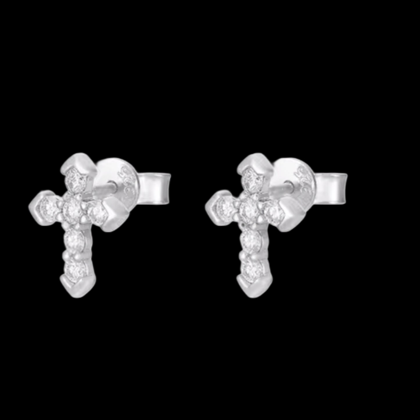 MOISSANITE SPIKED DIAMOND CROSS EARINGS