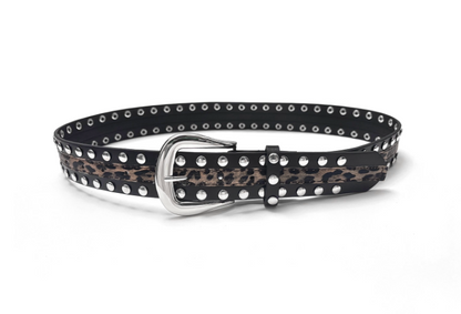 LEOPARD STUDDED BELT