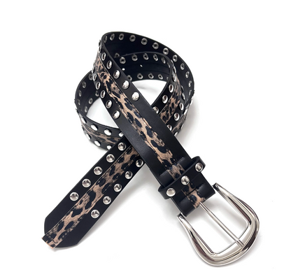 LEOPARD STUDDED BELT