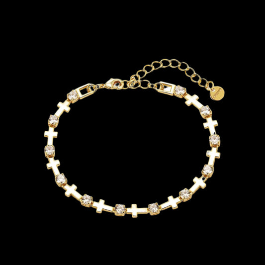 18K CROSS DIAMOND BRACELET