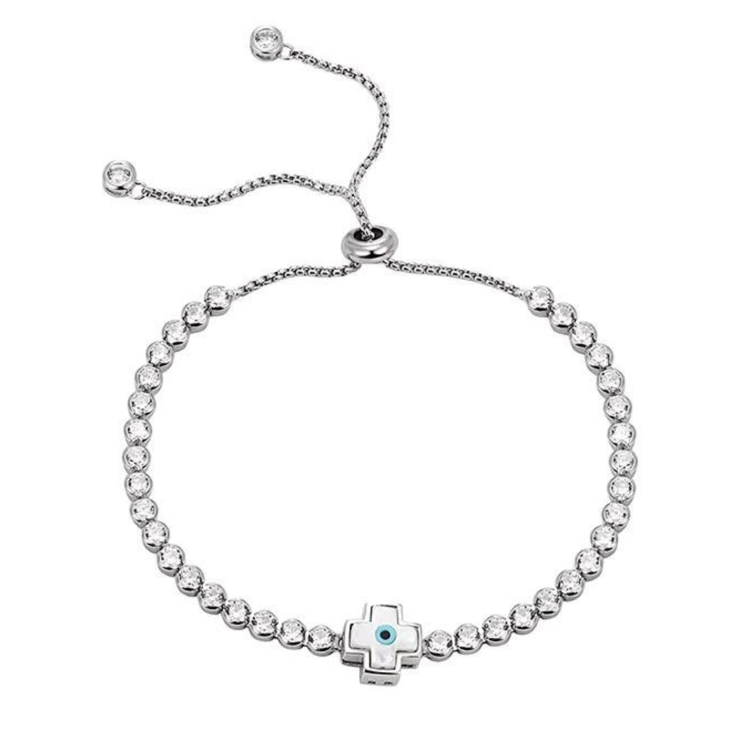 EVIL EYE "CROSSES" TENNIS BRACELET