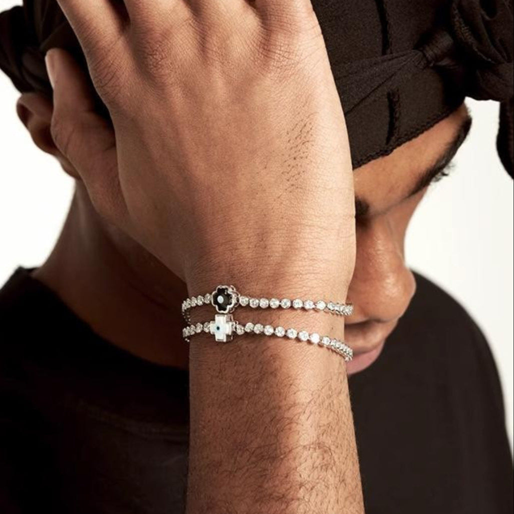 EVIL EYE "CROSSES" TENNIS BRACELET