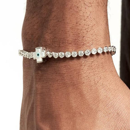 EVIL EYE "CROSSES" TENNIS BRACELET